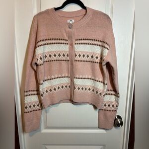 Aerie Pink Patterned Women's Sweater - Size Medium EUC